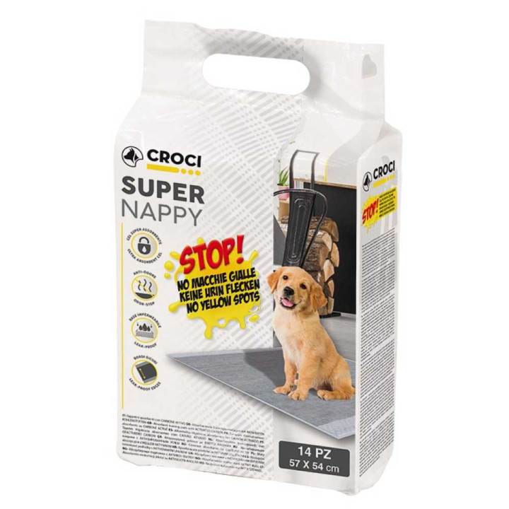 Croci Super Nappy - пелюшки Super Nappy з активованим вугіллям для собак 84х57 60шт (8023222226999)