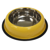 Миска CROCI глазурь желтая на резинке, нержавеющая, 0,24л, 16см