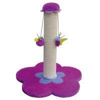 Когтеточка CROCI Mini Flowers, столбик на подставке с игрушкой, 25х25х30 см