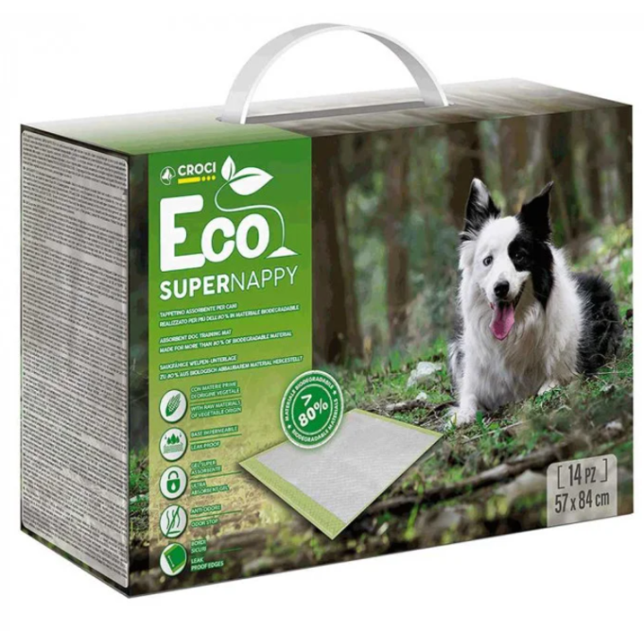Croci Super Nappy ECO - пелюшки Super Nappy Еко адсорбуючі для собак 84х57 14 шт (8023222214842)