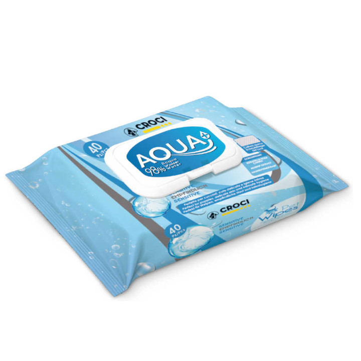 Салфетки гигиенические для кошек CROCI SENSITIVE AQUA+, 40 шт/уп