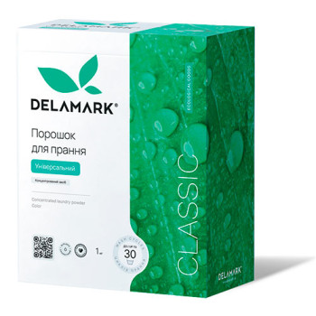 Концентрований безфосфатний пральний порошок DeLaMark Universal 1 кг Концентрований безфосфатний пральний порошок DeLaMark Universal 1 кг