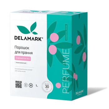 Універсальний концентрований пральний порошок DeLaMark з ароматом лічі 1 кг Універсальний концентрований пральний порошок DeLaMark з ароматом лічі 1 кг