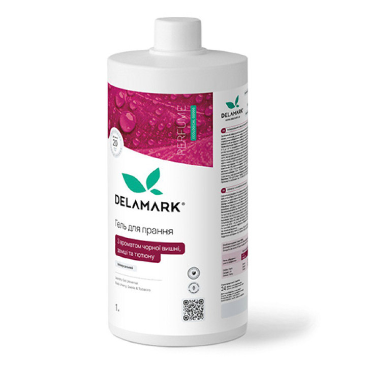 Гель для стирки универсальный DeLaMark с ароматом чёрной вишни, замши и табака 1 л