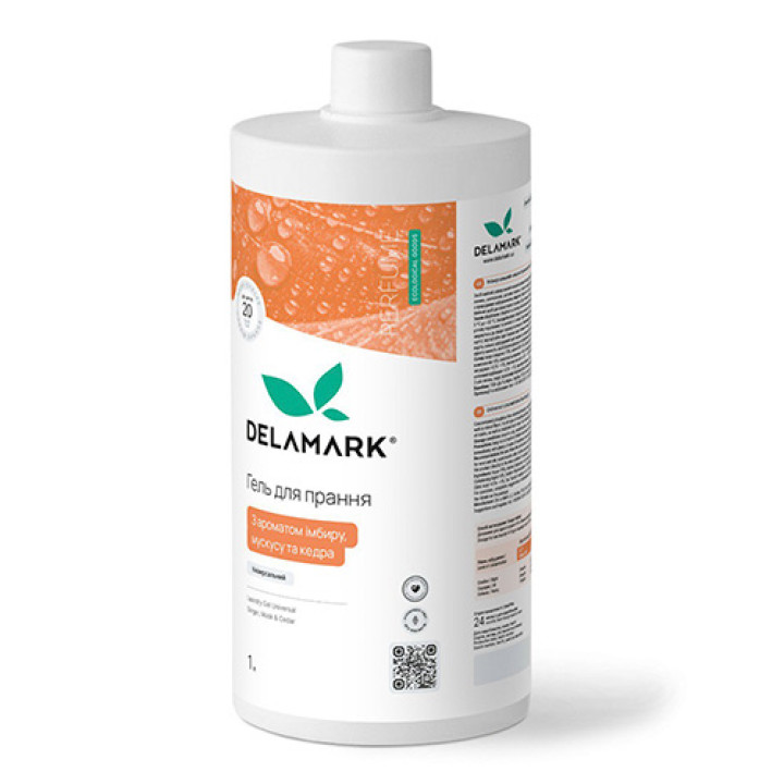 Гель для прання універсальний, з ароматом імбиру, мускусу та кедра DeLaMark 1 л