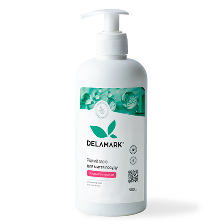 Засіб для миття посуду DeLaMark з ефірною олією троянди 500 мл