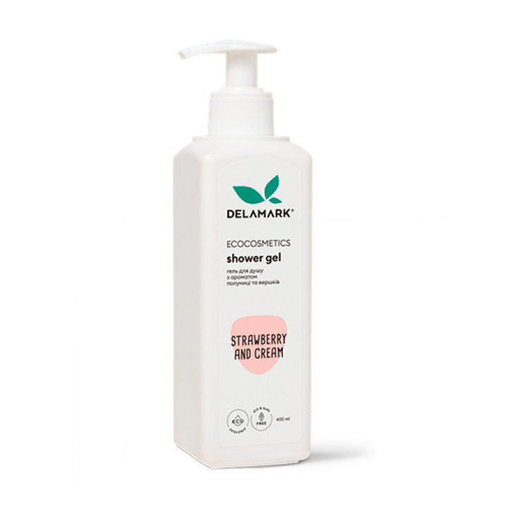 Гель для душа DeLaMark с ароматом клубники и сливок 400 мл
