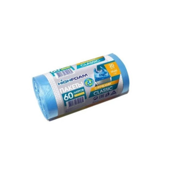 Пакеты для мусора с затяжками HighFoam синие 60 л / 10 шт. (4820160790568)