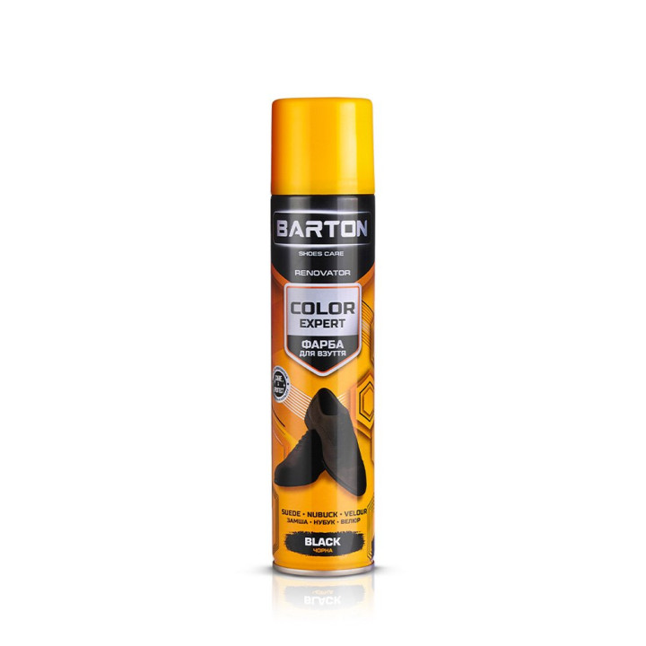 Фарба для взуття з замші, нубуку, велюру Barton Color Expert чорна (аерозоль) 300 мл