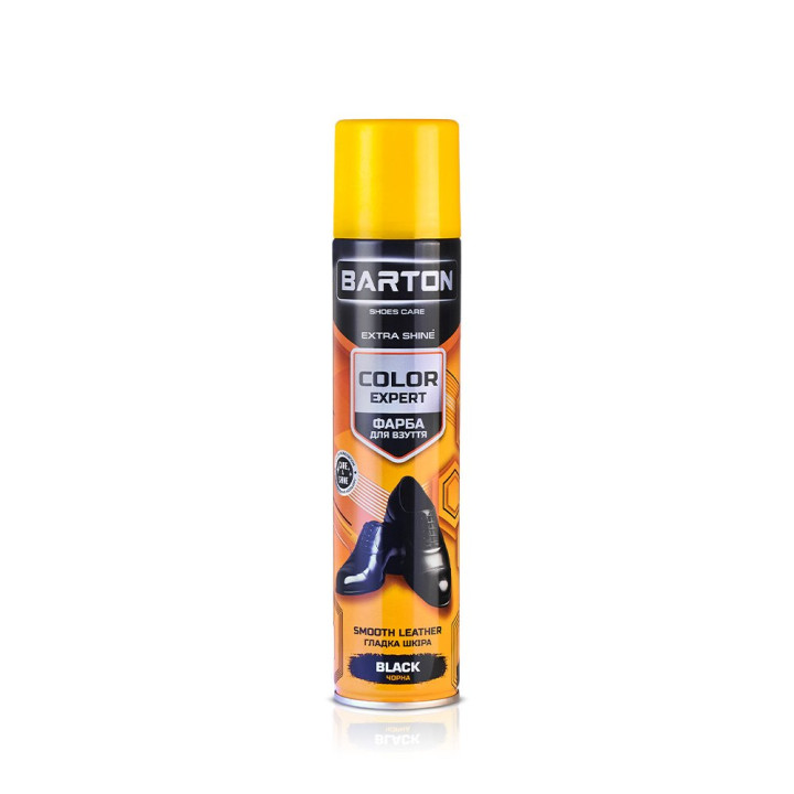 Фарба для взуття з гладкої шкіри Barton Color Expert чорна (аерозоль) 300 мл