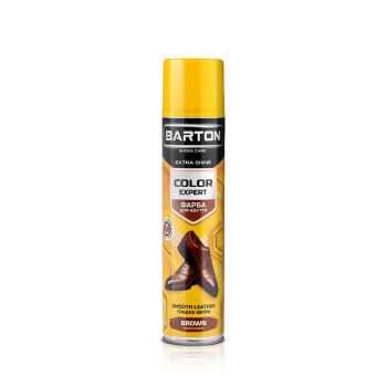 Фарба для взуття з гладкої шкіри Barton Color Expert коричнева (аерозоль) 300 мл