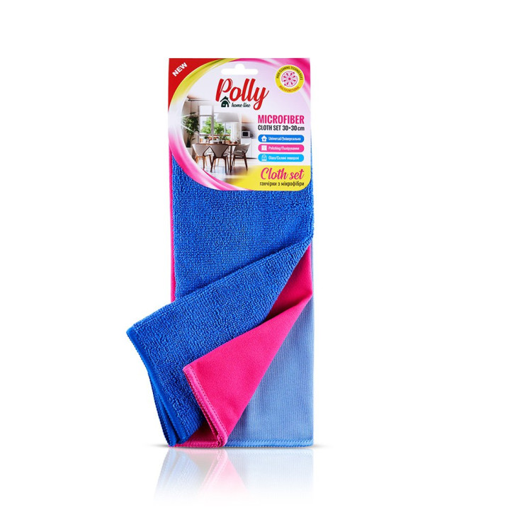 Набір ганчірок з мікрофібри для полірування та скла Polly 30x30 см