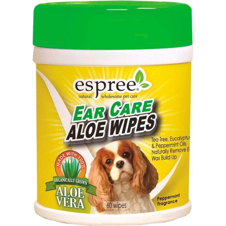 Espree Aloe Ear Care Pet Wipes - салфетки Эспри для удаления ушной серы и неприятных запахов для собак и котов 60 шт (e01277)