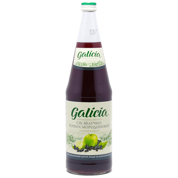 Сік Galicia яблучно-чорносмородиновий неосвітлений пастеризований 1л с/б