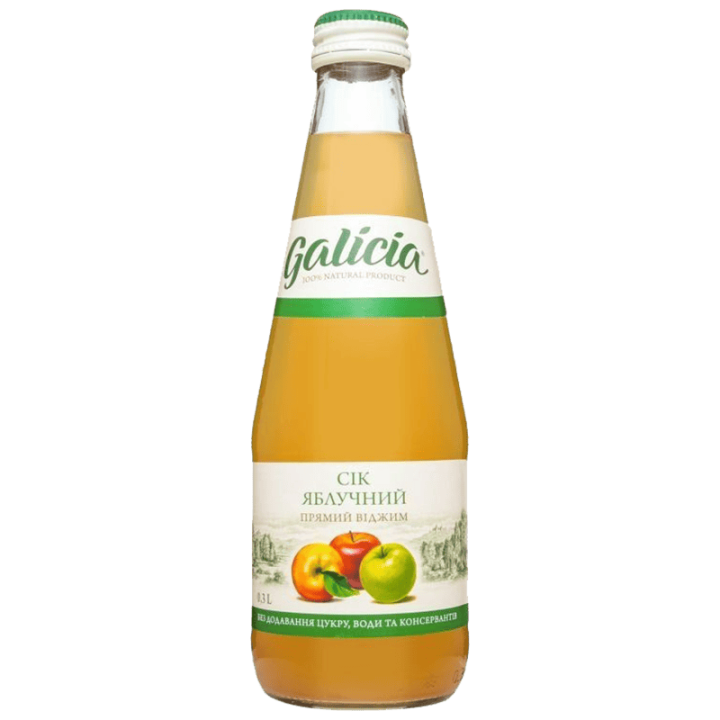 Сік Galicia яблучний неосвітлений пастеризований 0,3л с/б
