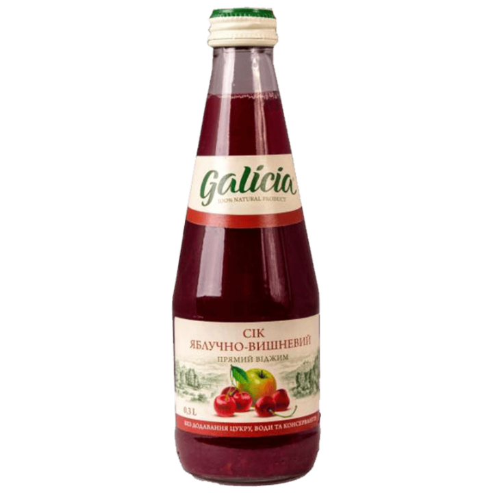 Сік Galicia яблучно-вишневий неосвітлений пастеризований 0,3л с/б