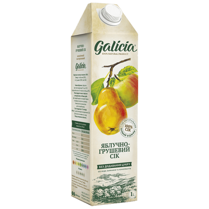 Сік Galicia яблучно-грушевий пастеризований TGA 1л