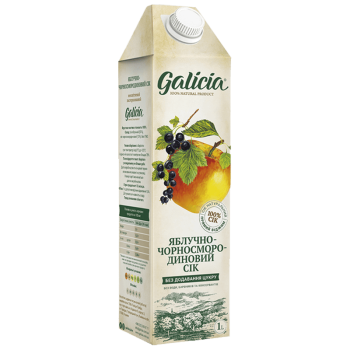 Сік Galicia яблучно-чорносмородиновий неосвітлений пастеризований TGA 1л