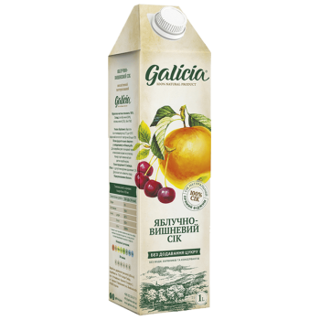 Сік Galicia яблучно-вишневий неосвітлений пастеризований TGA 1л
