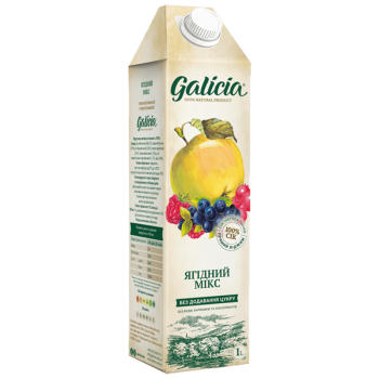 Сік Galicia з м’якоттю із суміші фруктів Ягідний мікс гомогенізований стерилізований TGA 1л