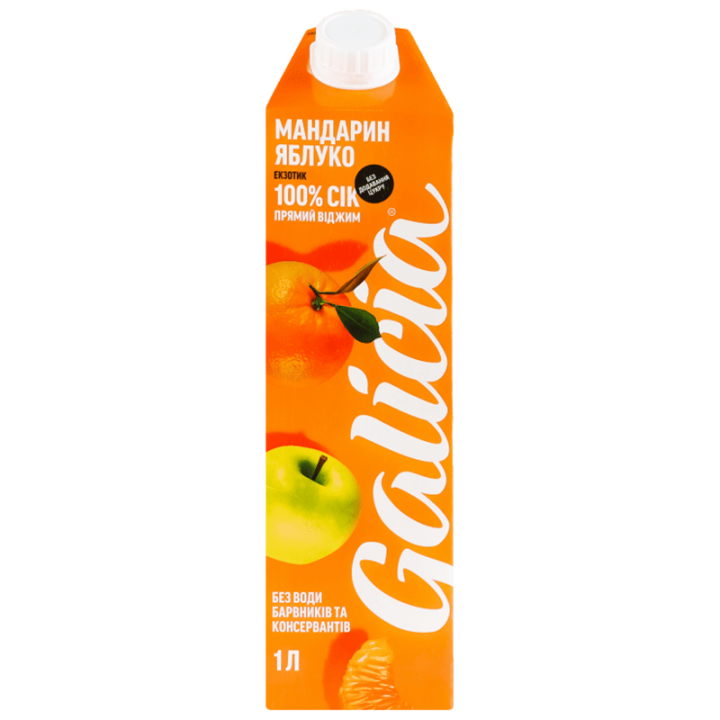Сік Galicia мандариново-яблучний неосвітлений пастеризований TGA 1л