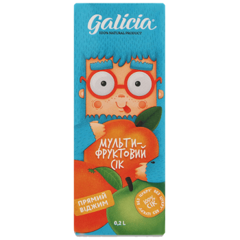 Сік Galicia з м’якоттю із суміші фруктів Мультифруктовий гомогенізований стерилізований TGA 0,2л