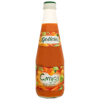 Сік Galicia з м'якоттю із суміші плодів Смузі яблуко-морква-банан-абрикос 0,3л с/б