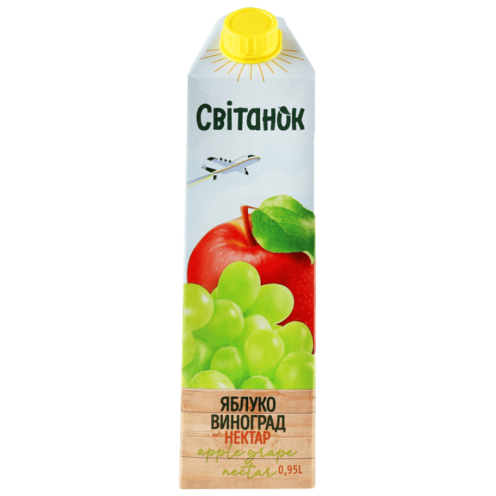 Нектар Світанок яблучно-виноградний освітлений пастеризований з білих сортів винограду TGA 0,95 л