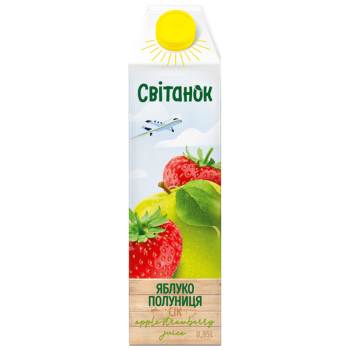 Сік Світанок яблучно-полуничний з м'якоттю гомогенізований стерилізований TGA 0,95 л
