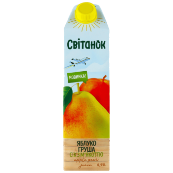 Сік Світанок яблучно-грушевий з м’якоттю гомогенізований стерилізований TGA 0,95 л