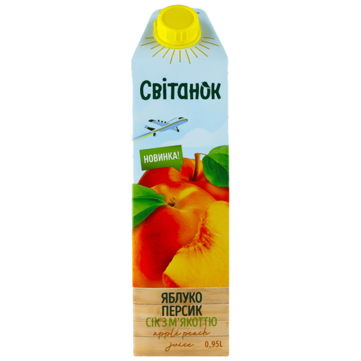 Сік Світанок яблучно-персиковий з м’якоттю гомогенізований стерилізований TGA 0,95 л