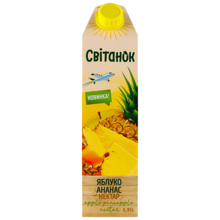 Нектар Світанок яблучно-ананасовий неосвітлений пастеризований TGA 0,95 л