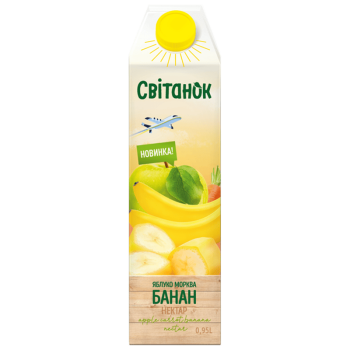 Нектар Світанок яблучно-морквяно-банановий з м’якоттю гомогенізований стерилізований TGA 0,95 л