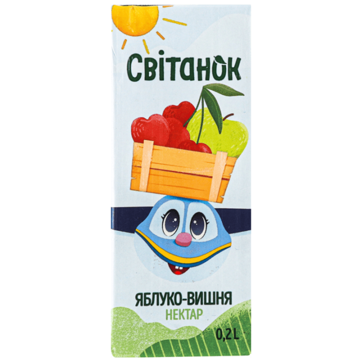 Нектар Світанок яблучно-вишневий освітлений пастеризований TBA 0,2 л