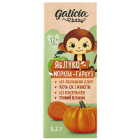 Сік Galicia BABY яблучно-морквяно-гарбузовий з м’якоттю натуральний гомогенізований стерилізований 0,2 л