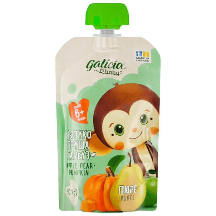 Пюре Galicia BABY яблучно-грушево-гарбузове натуральне гомогенізоване стерилізоване 90 г