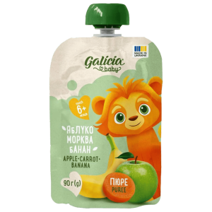 Пюре Galicia BABY яблучно-морквяно-бананове натуральне гомогенізоване стерилізоване 90 г