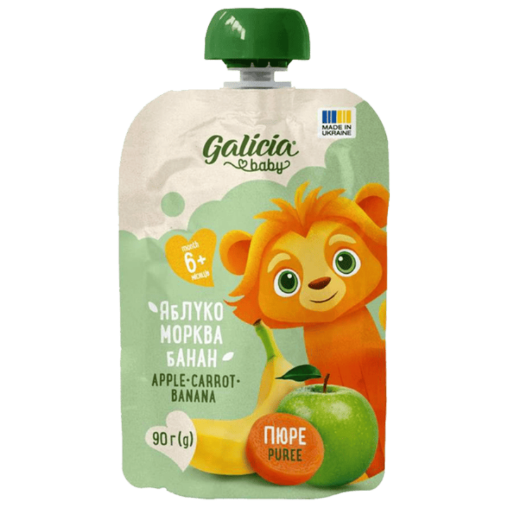 Пюре Galicia BABY яблучно-морквяно-бананове натуральне гомогенізоване стерилізоване 90 г