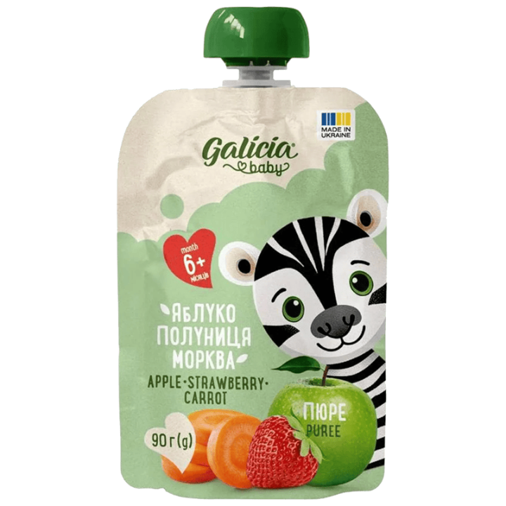 Пюре Galicia BABY яблучно-полунично-морквяне натуральне гомогенізоване стерилізоване 90 г
