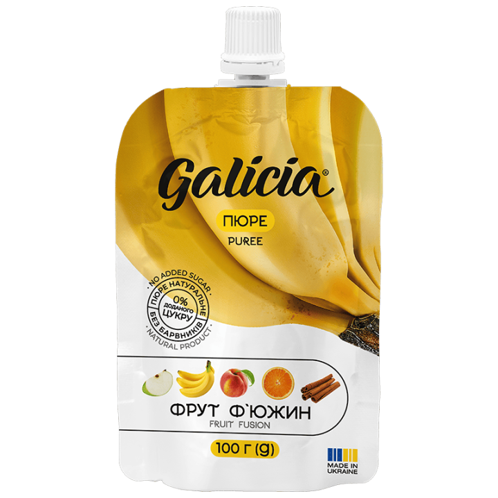 Пюре Galicia із суміші фруктів з екстрактом кориці Фрут ф’южин пастеризоване 100 г