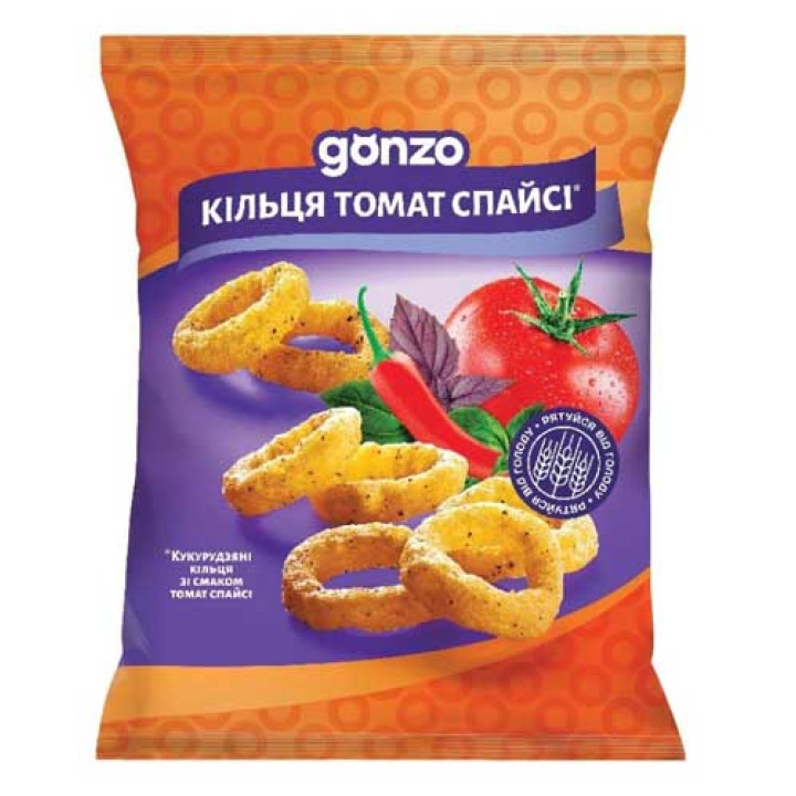 Кукурузные кольца Gonzo со вкусом томат спайси 40г