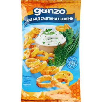 Кукурузные кольца Gonzo со вкусом сметаны и зелени 75г