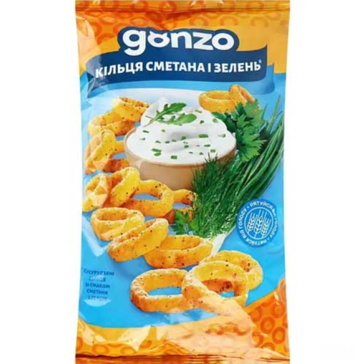 Кукурузные кольца Gonzo со вкусом сметаны и зелени 40г
