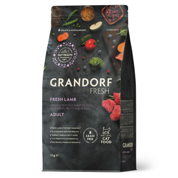 Grandorf FRESH ADULT CAT LAMB & SWEET POTATO — Беззерновой сухой корм для взрослых кошек с ягненком и бататом 2 кг