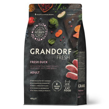 Grandorf FRESH DUCK & SWEET POTATO ADULT CAT - Беззерновой сухой корм для взрослых кошек утка с бататом, 400 г