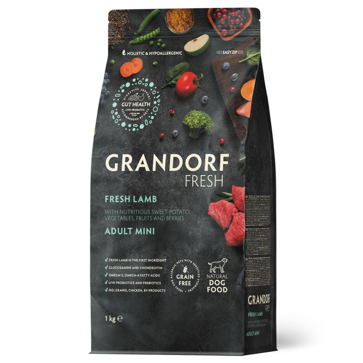 Grandorf FRESH LAMB & SWEET POTATO ADULT DOG MINI - Беззерновой сухой корм для взрослых собак малых пород с ягненком и бататом, 1 кг
