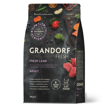 Grandorf FRESH ADULT CAT LAMB & SWEET POTATO — Беззерновой сухой корм для взрослых кошек с ягненком и бататом 0,4 кг
