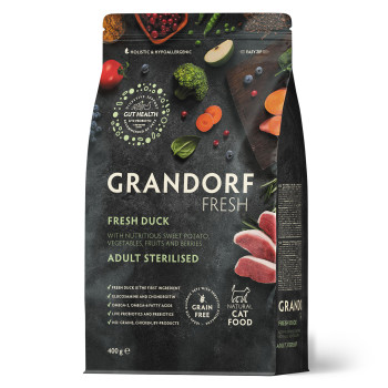 Grandorf FRESH DUCK & SWEET POTATO ADULT CAT STERILISED - Беззерновой сухой корм для стерилизованных кошек утка с бататом, 400 г