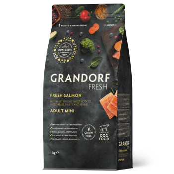 Grandorf FRESH SALMON & SWEET POTATO ADULT DOG MINI - Беззерновой сухой корм для взрослых собак малых пород с лососем и бататом, 1 кг