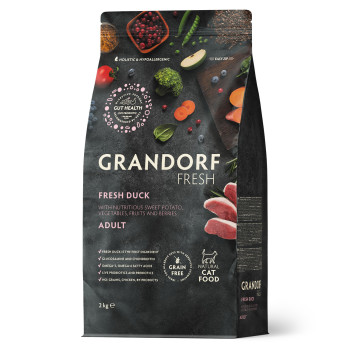 Grandorf FRESH DUCK & SWEET POTATO ADULT CAT - Беззерновой сухой корм для взрослых кошек утка с бататом, 2 кг